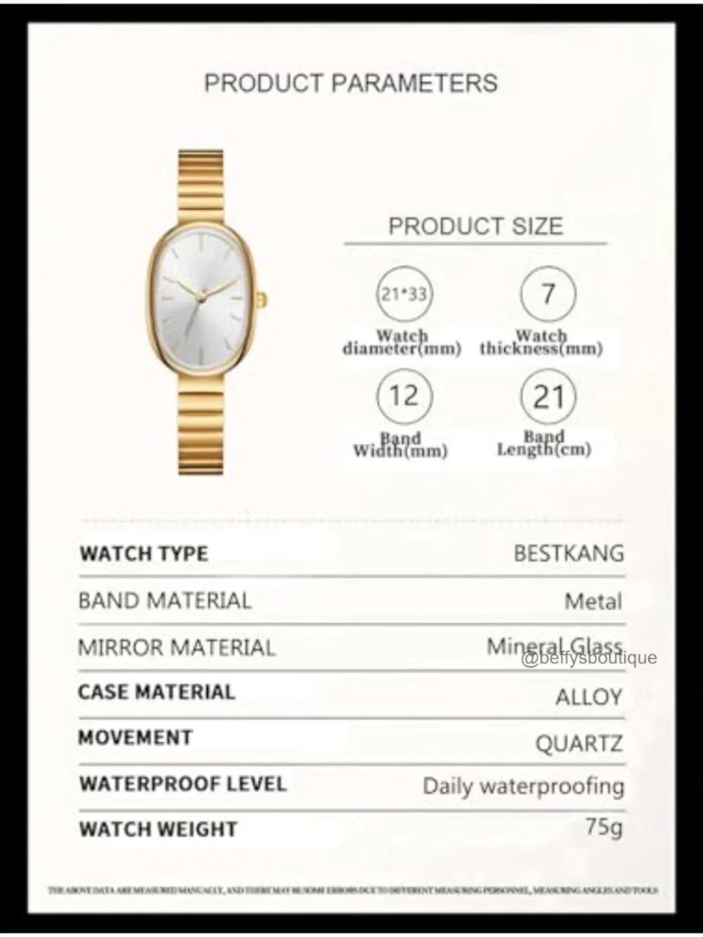 Exquisite Women's Oval Watch, Quartz Movement, Metal Band, Easy Reader,